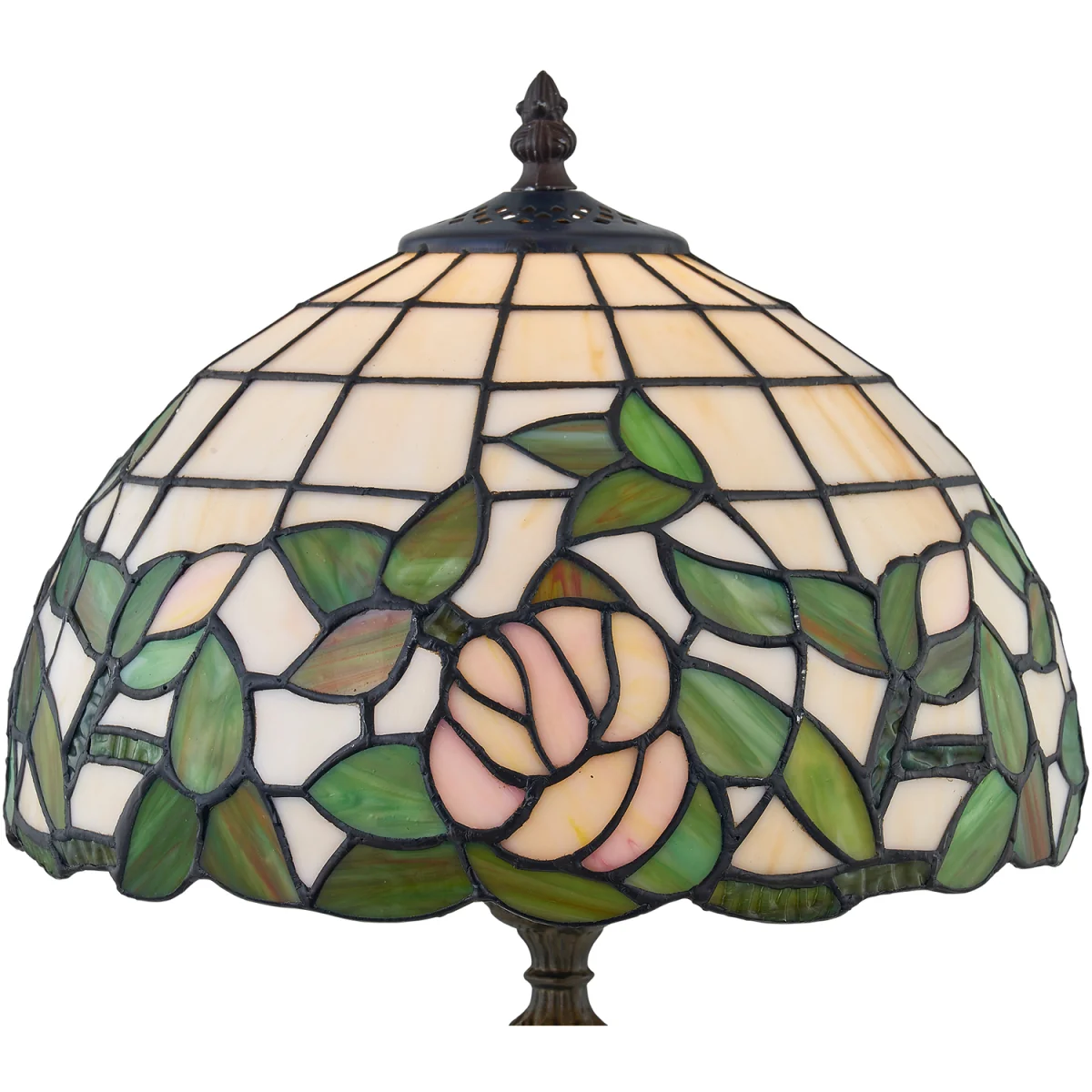 Trent Table Lamp With Shade - Antique Brass And Tiffany Decorated Glass – image 3