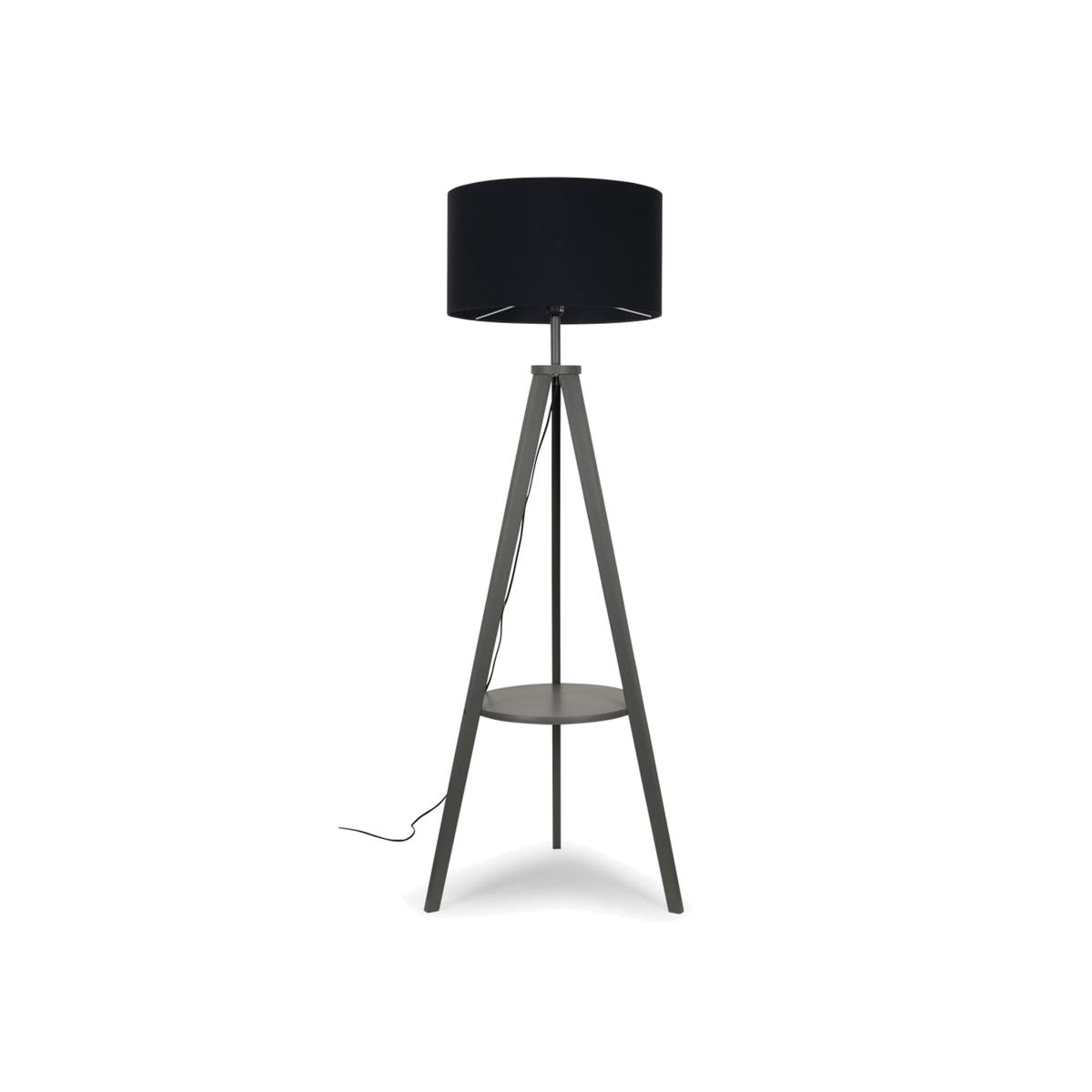 Morrigan Grey Tripod Floor Lamp Large Black Shade - Grey