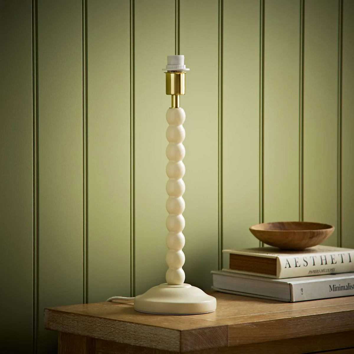 Bobbin Wooden Bobble Table Lamp Base - Cream – image 4