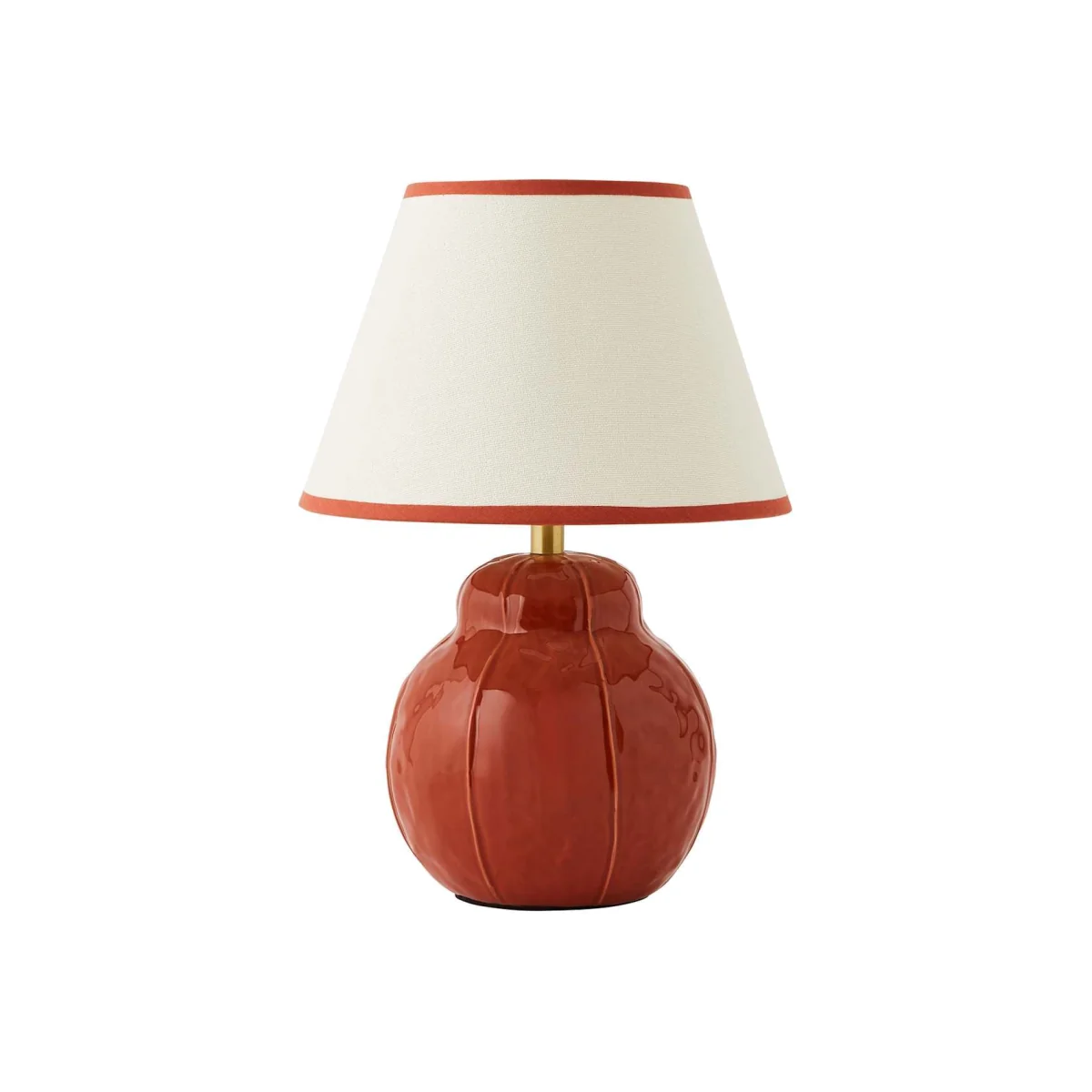 Gourdette Glazed Table Lamp with Tapered Trim Shade - Burnt Orange / Yes – image 1