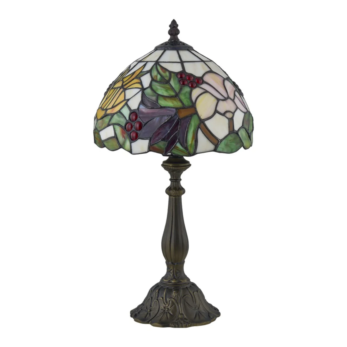 Burton Table Lamp With Shade - Antique Brass And Tiffany Decorated Glass – image 2