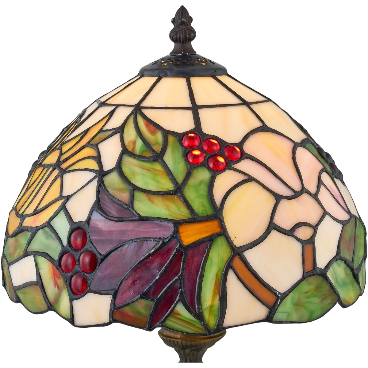 Burton Table Lamp With Shade - Antique Brass And Tiffany Decorated Glass – image 4