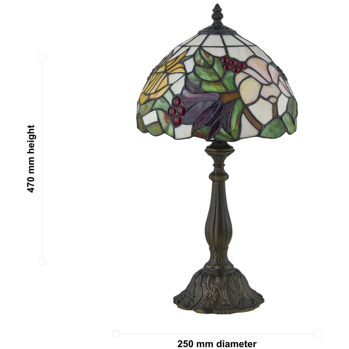 Burton Table Lamp With Shade - Antique Brass And Tiffany Decorated Glass – image 7