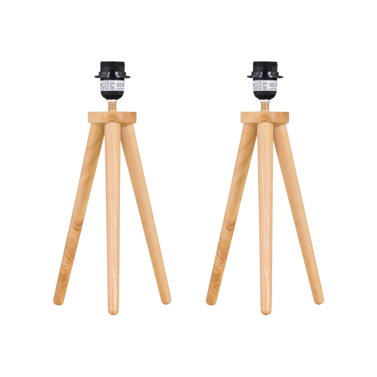 Set Of 2 Voyage Light Oak Wooden Tripod Lamp Bases - Light Wood – image 1