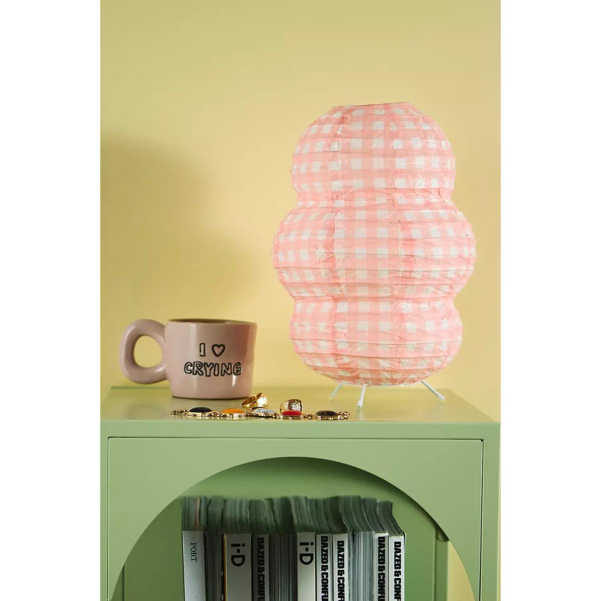 Gingham Paper Table Lamp - Pink ALL at Urban Outfitters – image 2