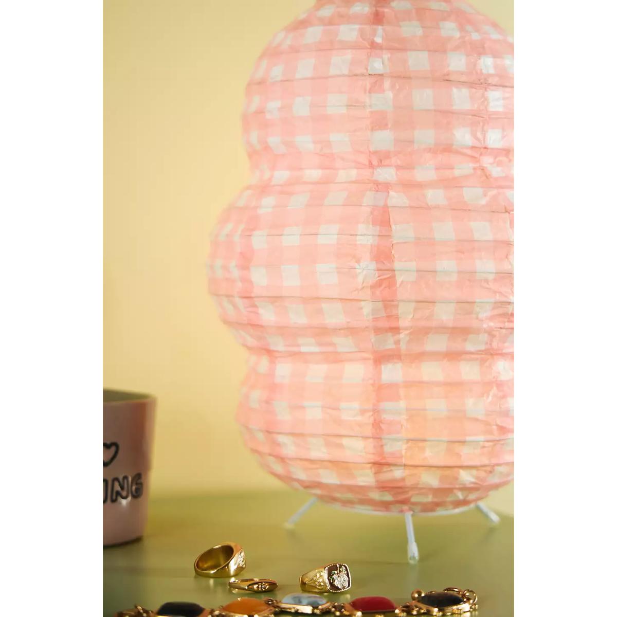 Gingham Paper Table Lamp - Pink ALL at Urban Outfitters – image 3