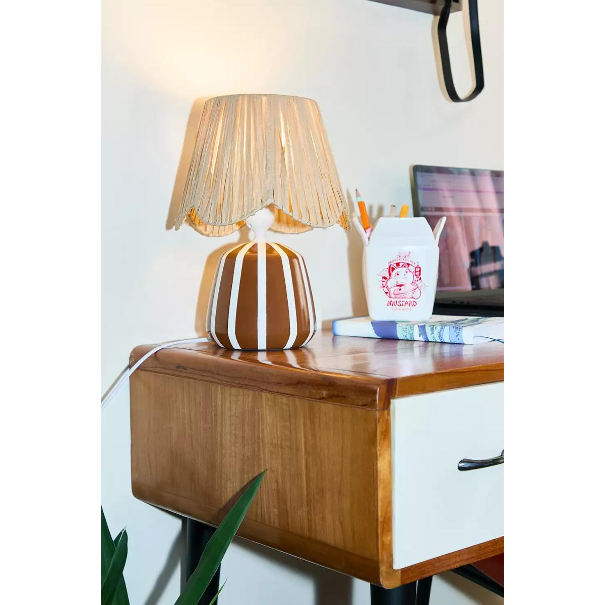 Bobbi Stripe Table Lamp - Brown ALL at Urban Outfitters – image 2