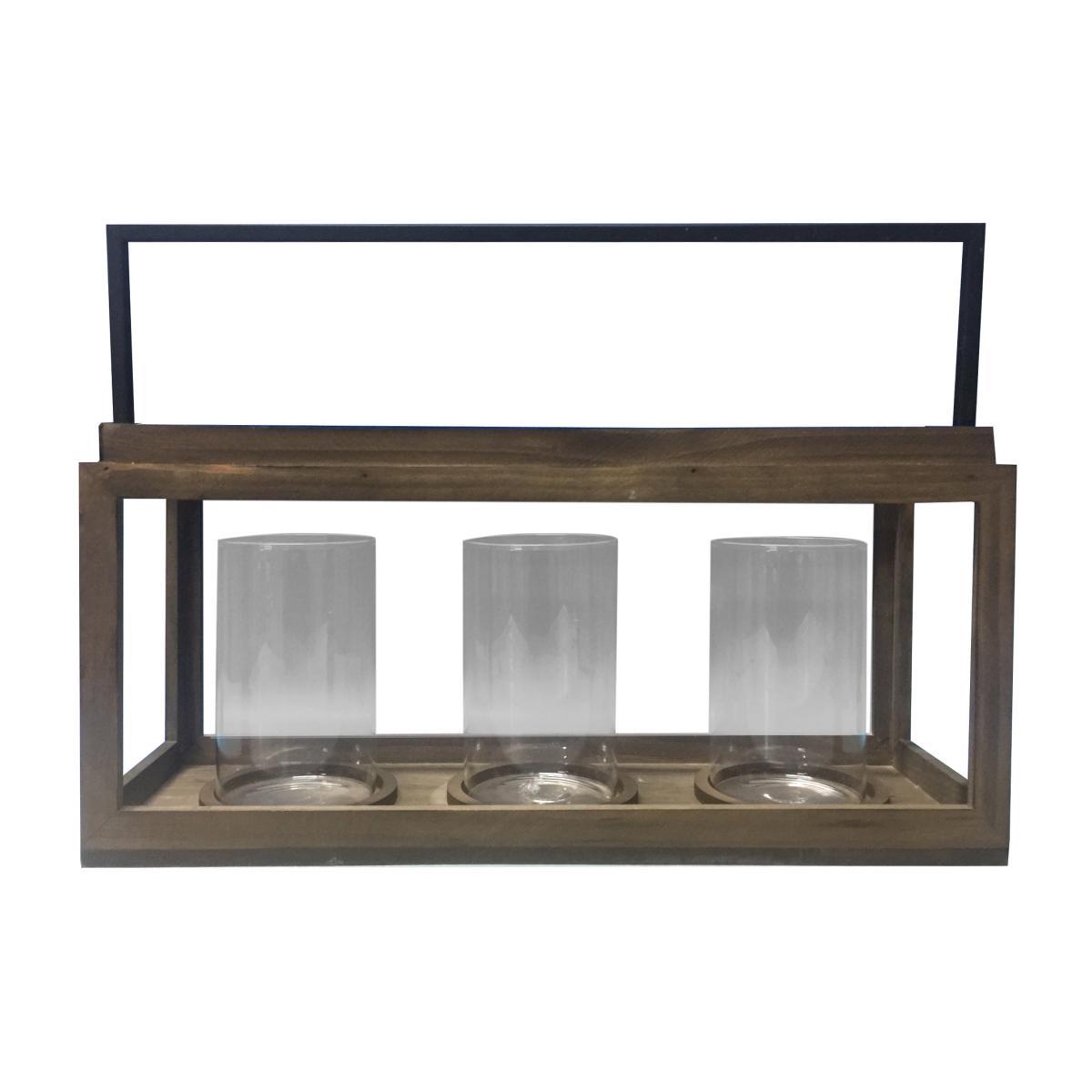 Triple Hurricane Lantern Brown