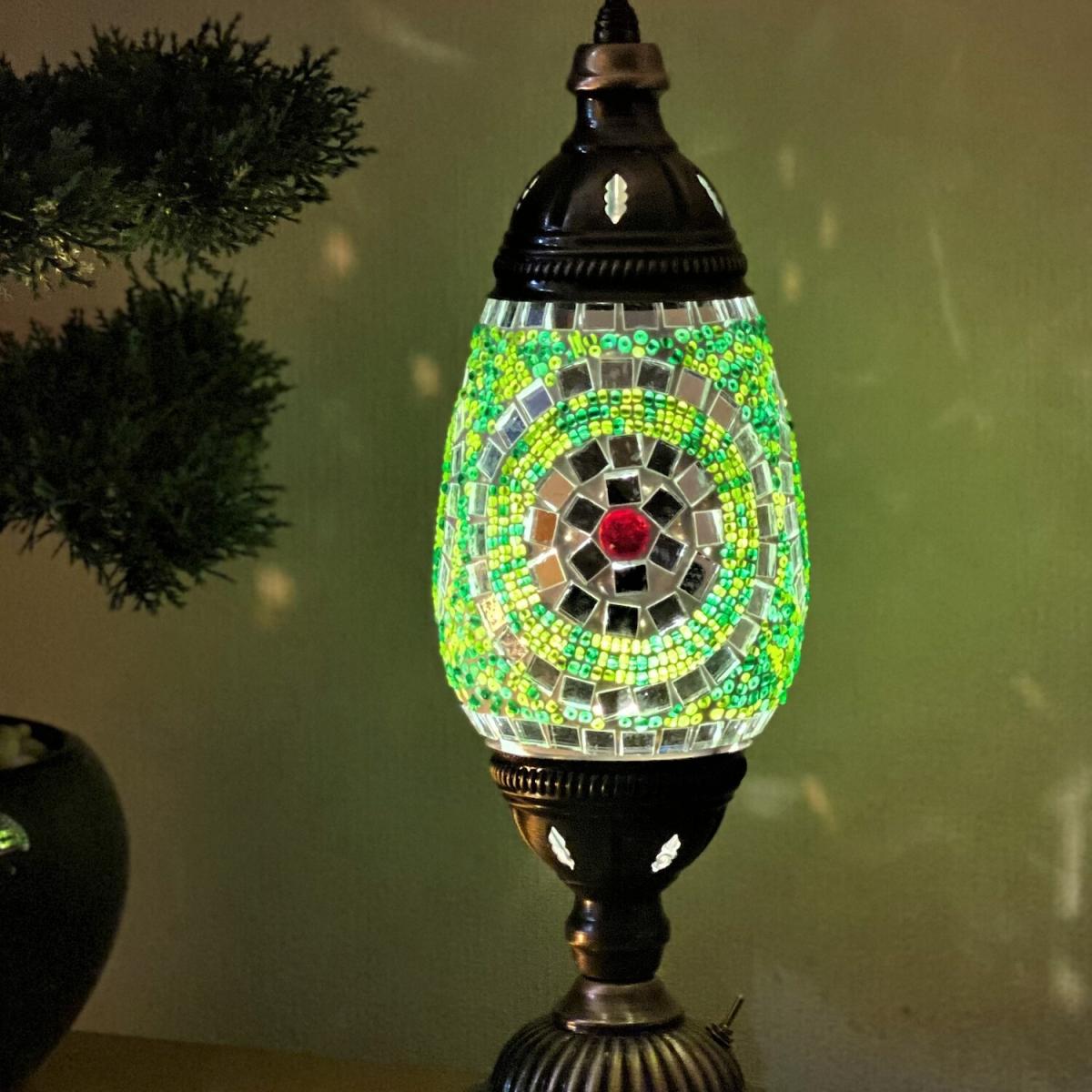 Battery Lamp Mosaic Glass Flute - Green - Green – image 2
