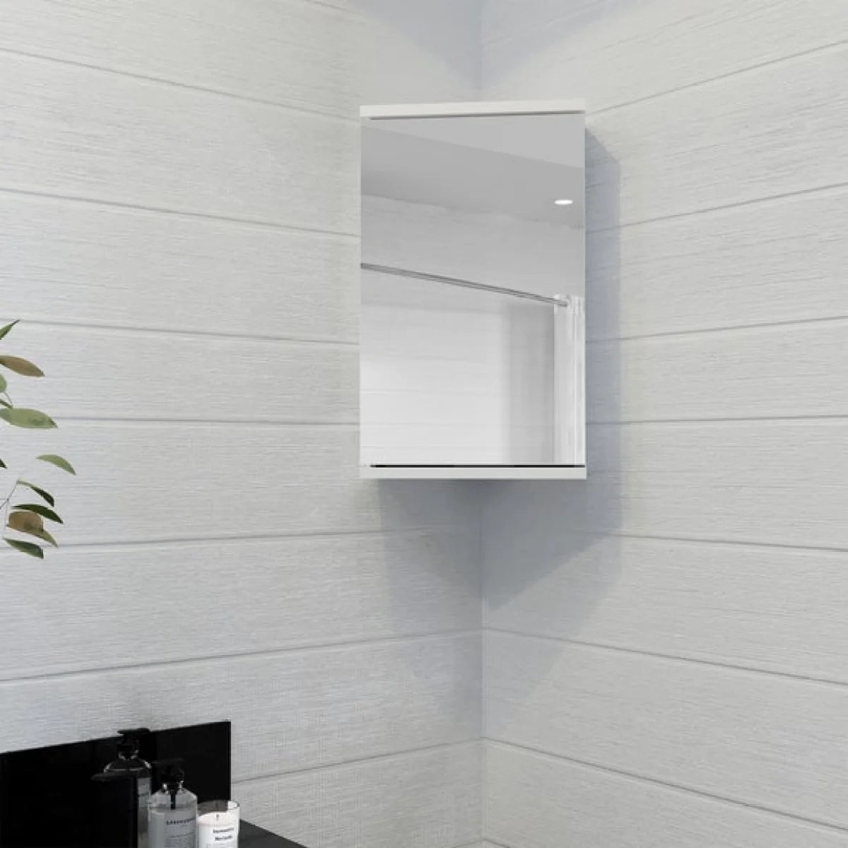Return - Simplicity Single Door Corner Cabinet, White – image 1