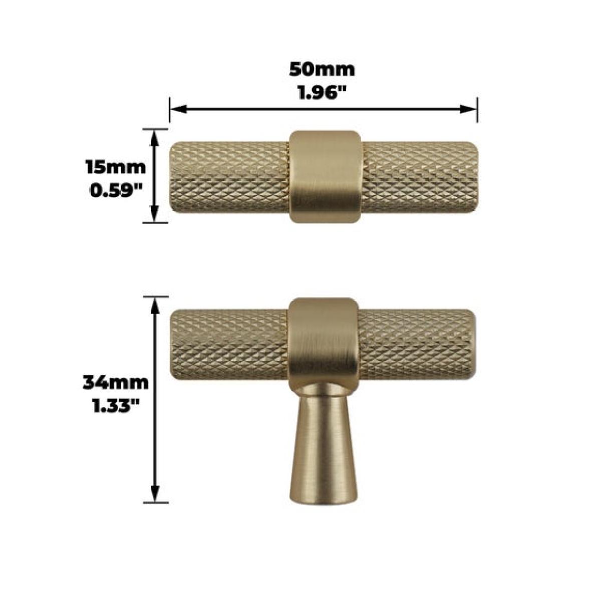 Set of 2 Knurled T Cabinet Handles – image 4
