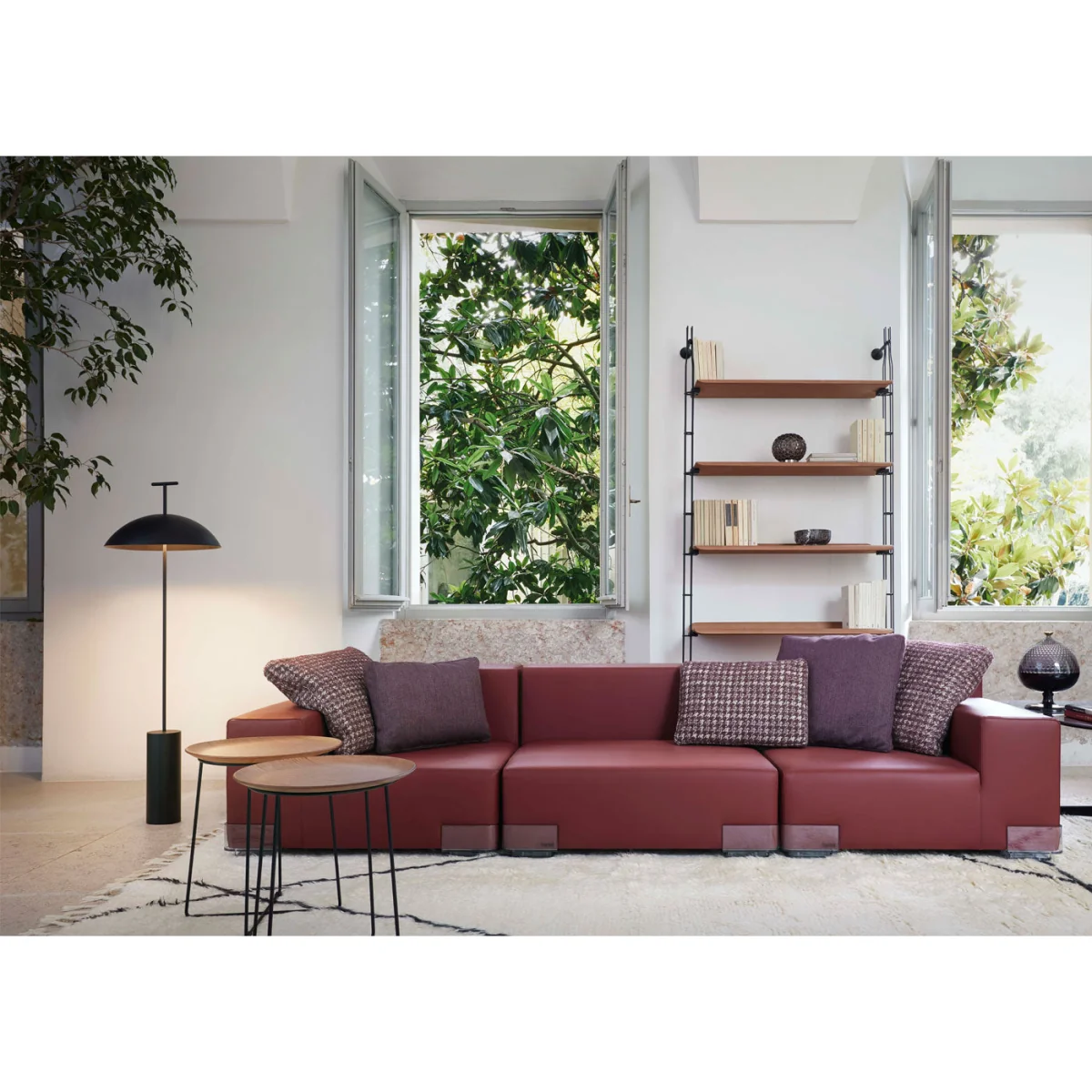 Kartell Adam Wood Bookshelf 3 Shelves 1 Cupboard Dark Wood – image 3