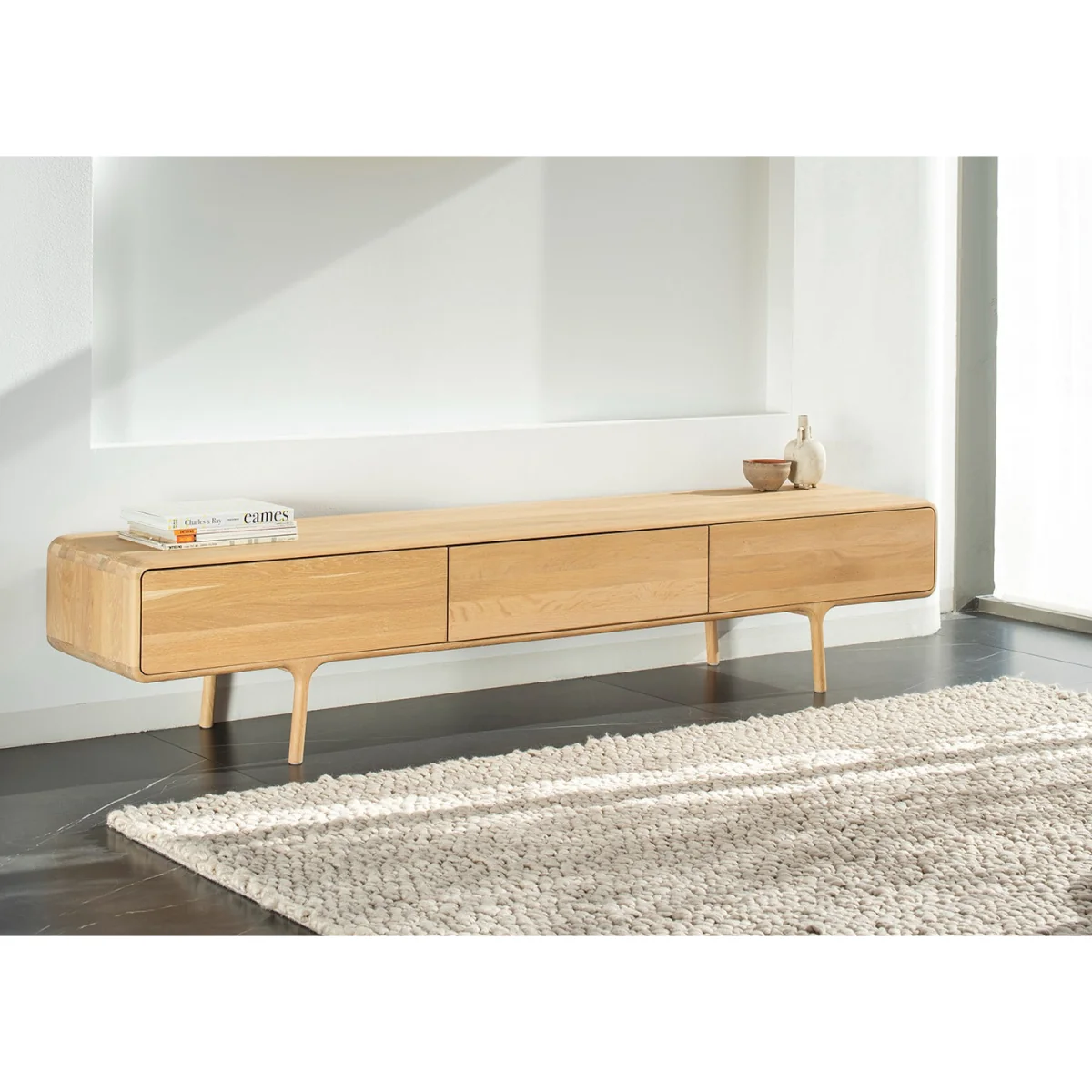 Gazzda Fawn Lowboard 3 Drawers White Oiled Oak – image 2