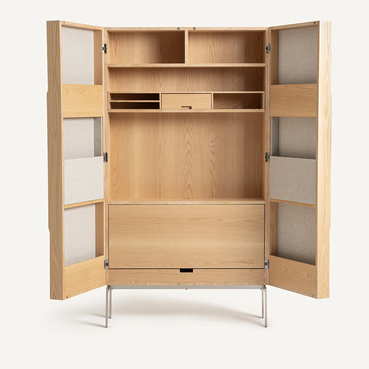 Omid Cabinet Desk with Oak Veneer and Textured Fabric – image 4