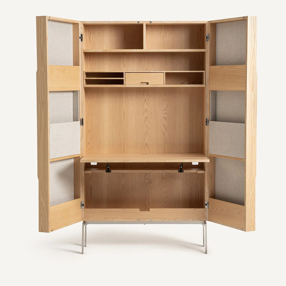 Omid Cabinet Desk with Oak Veneer and Textured Fabric – image 5