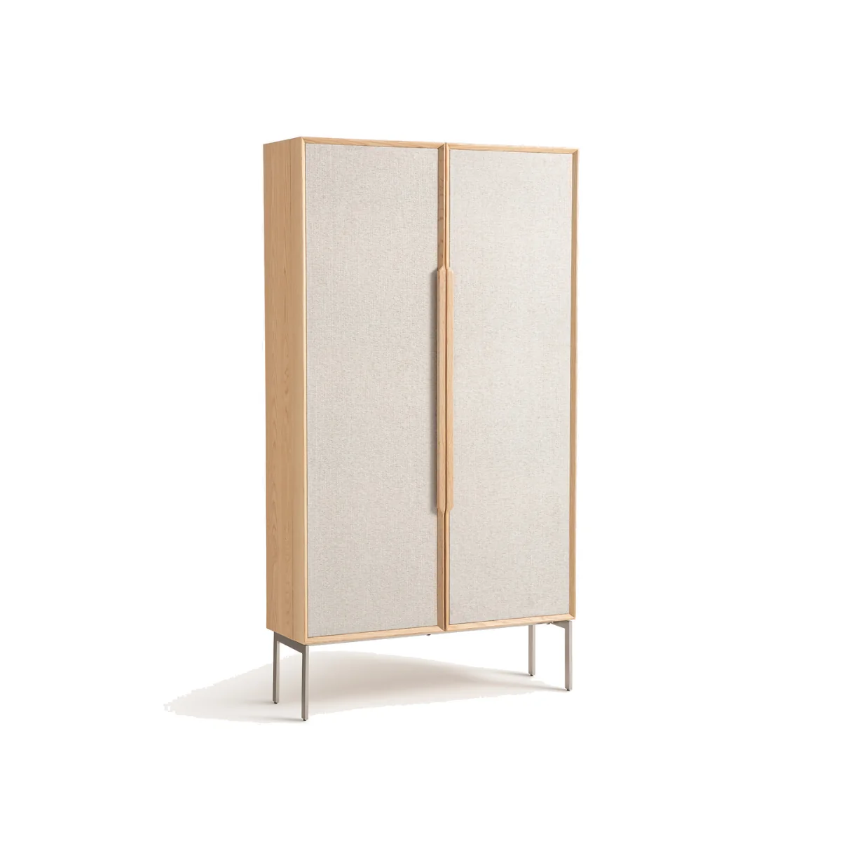 Omid Cabinet Desk with Oak Veneer and Textured Fabric – image 1