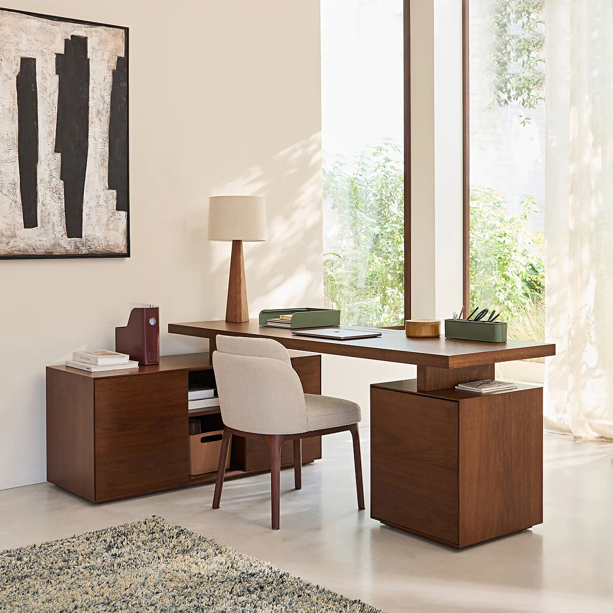 Mikube Walnut Veneered MDF 1-Door Office Cabinet – image 2