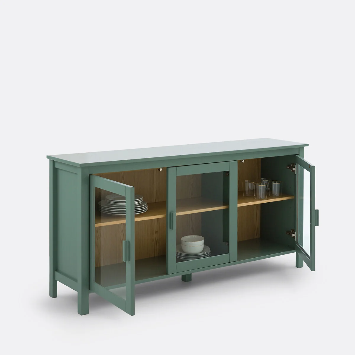 Alvina Low 3-Door Cabinet in Pine and MDF, Length 160cm – image 4