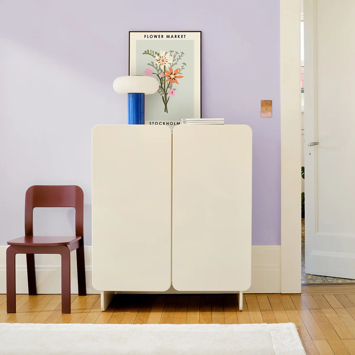 Cesco 2-Door Low Cupboard with Hanging Rail and Shelves – image 2