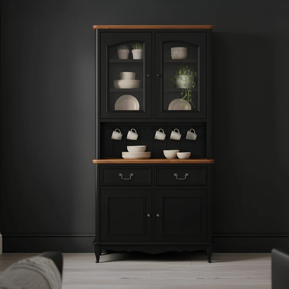Chateau Noir Oak and Black Painted Small Dresser – image 1