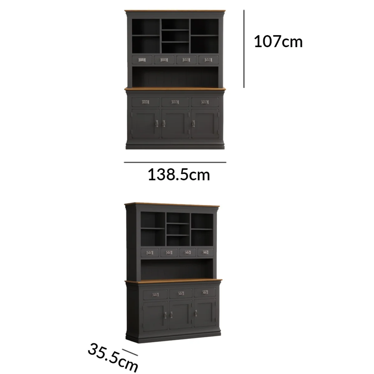 Charwood Oak and Charcoal Painted Large Dresser – image 11