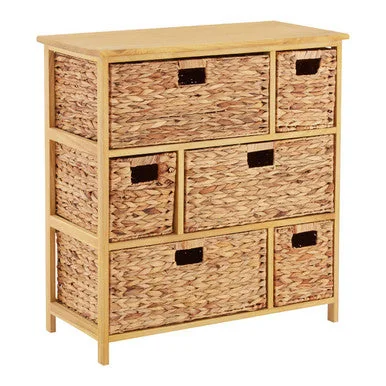 Padstow Natural Wooden Storage Unit with 6 Water Hyacinth Drawers – image 2