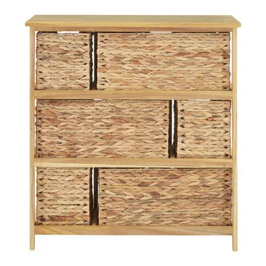 Padstow Natural Wooden Storage Unit with 6 Water Hyacinth Drawers – image 4