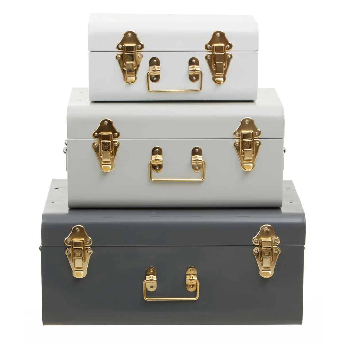 Set of Three Assorted Storage Trunks - Grey – image 2