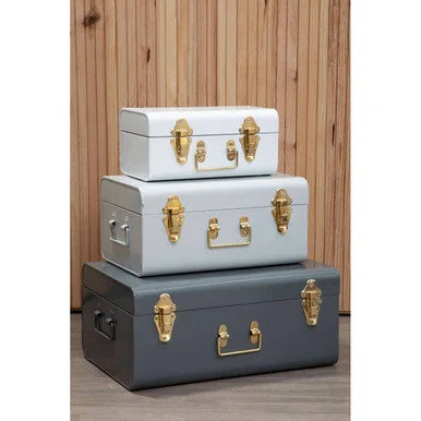 Set of Three Assorted Storage Trunks - Grey – image 4