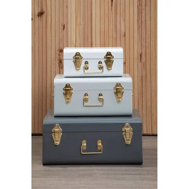 Set of Three Assorted Storage Trunks - Grey – image 7