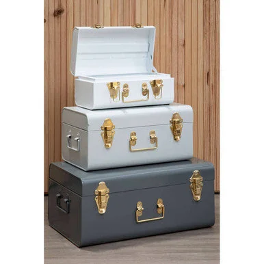 Set of Three Assorted Storage Trunks - Grey – image 8