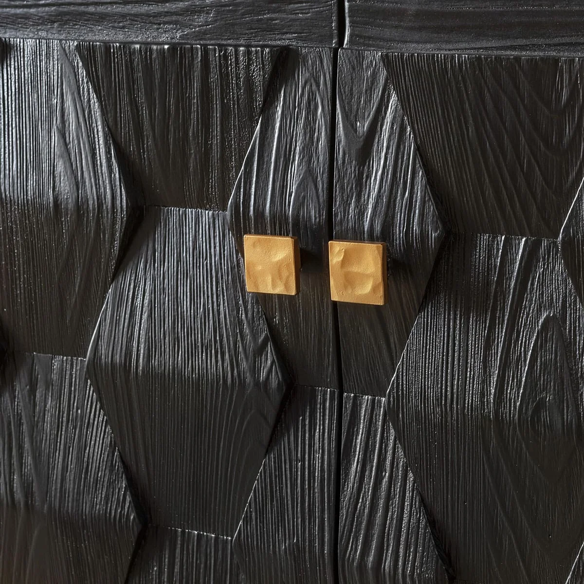 Modern Sideboard Buffet Cabinet Black Textured Wood Gold 160cm – image 2