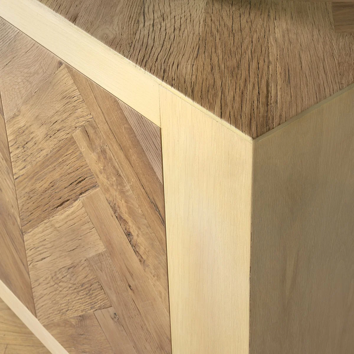 Parquet Herringbone Sideboard Buffet Cabinet Parquet Light Oak 190cm – image 4