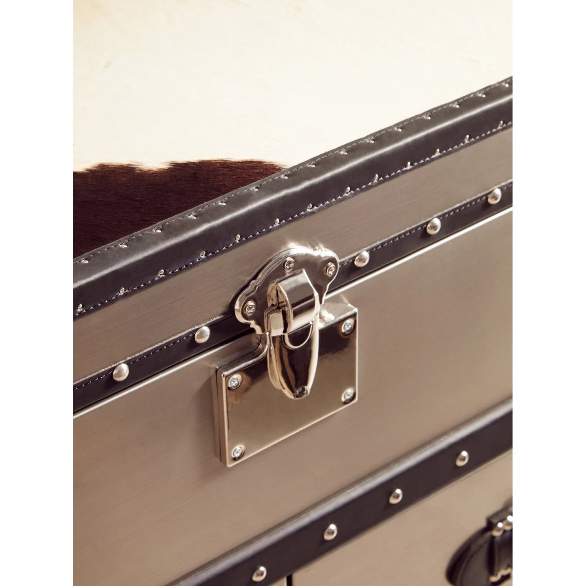 Kensington Townhouse Black And White Genuine Cowhide 3 Drawer Cabinet – image 3