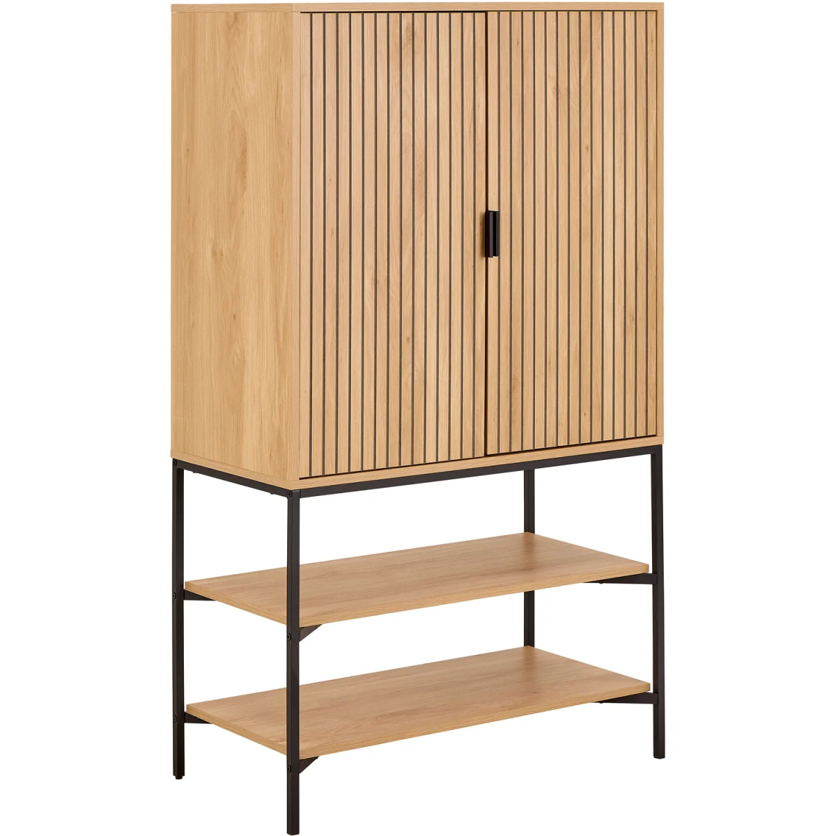 Jaipur Cabinet 2 Doors 3 Shelves With Oak Lamella Front - Oak – image 3