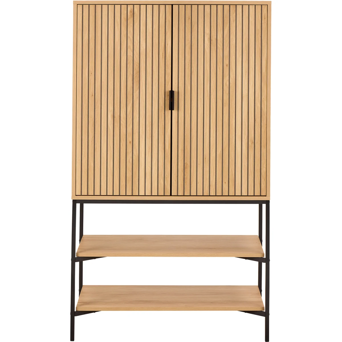 Jaipur Cabinet 2 Doors 3 Shelves With Oak Lamella Front - Oak – image 4