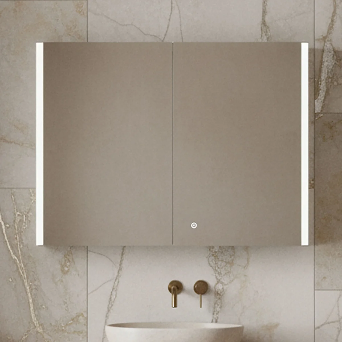 Touch Sensor Mirror Cabinet 2 Shelves Demister Shaver Socket 800mm - Chrome – image 8