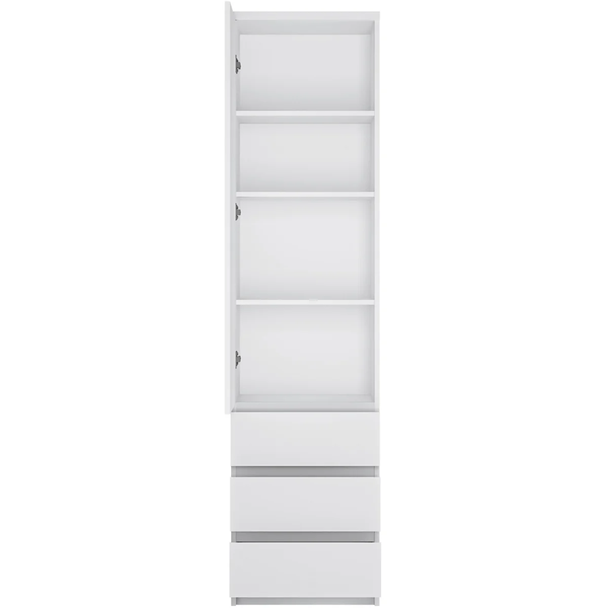 Fribo Tall Narrow 1 Door 3 Drawer Cupboard in White - White – image 3