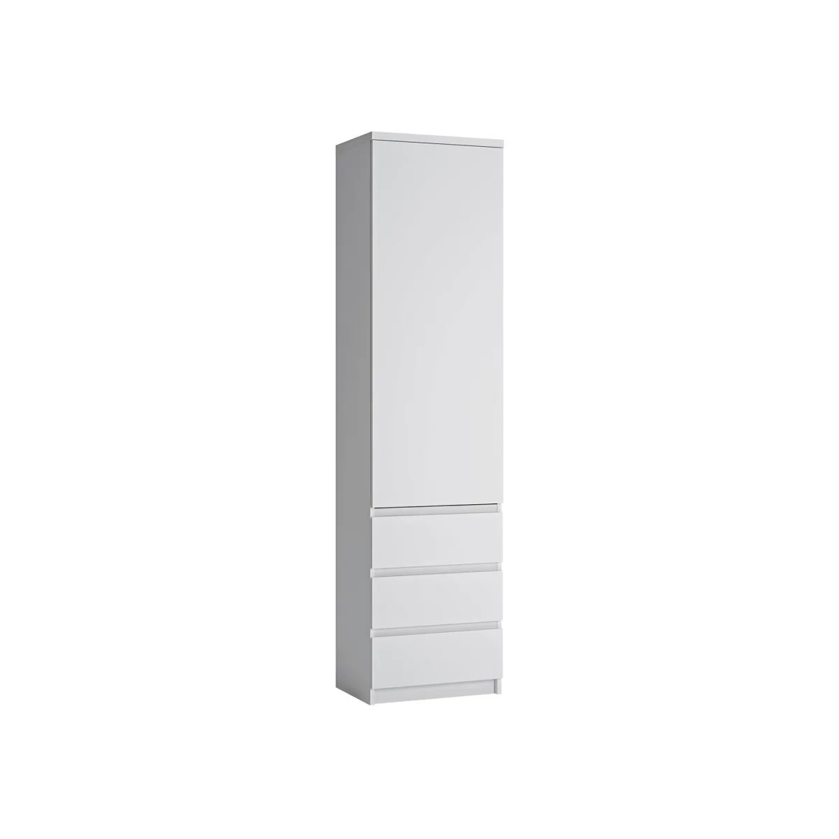 Fribo Tall Narrow 1 Door 3 Drawer Cupboard in White - White – image 1