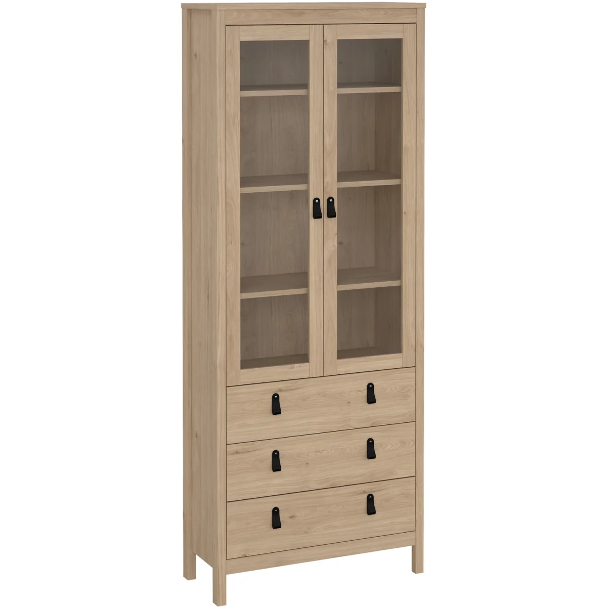 Barcelona China Cabinet 2 Glass Doors with 3 Drawers in Cashmere - Jackson Hickory – image 2