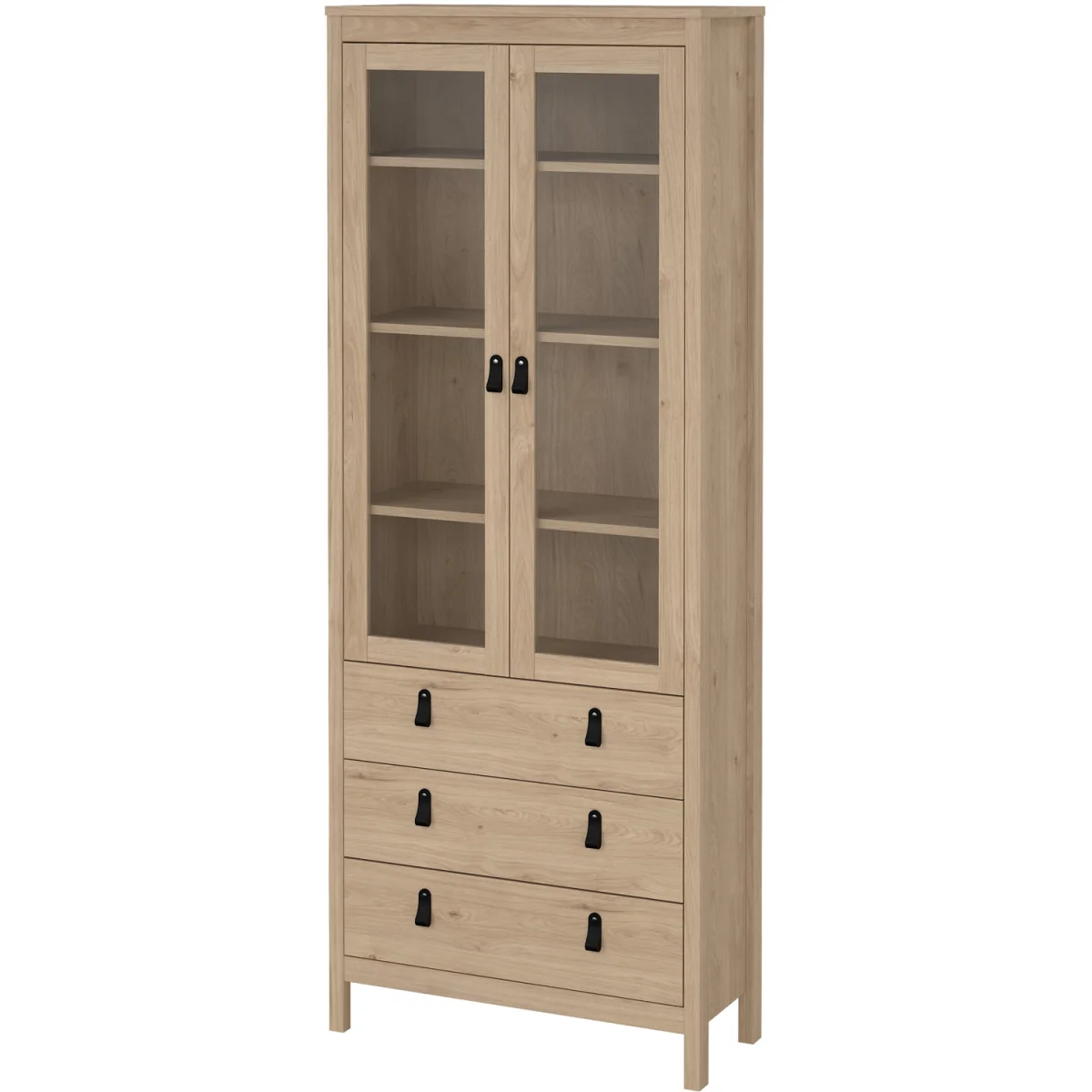 Barcelona China Cabinet 2 Glass Doors with 3 Drawers in Cashmere - Jackson Hickory – image 3