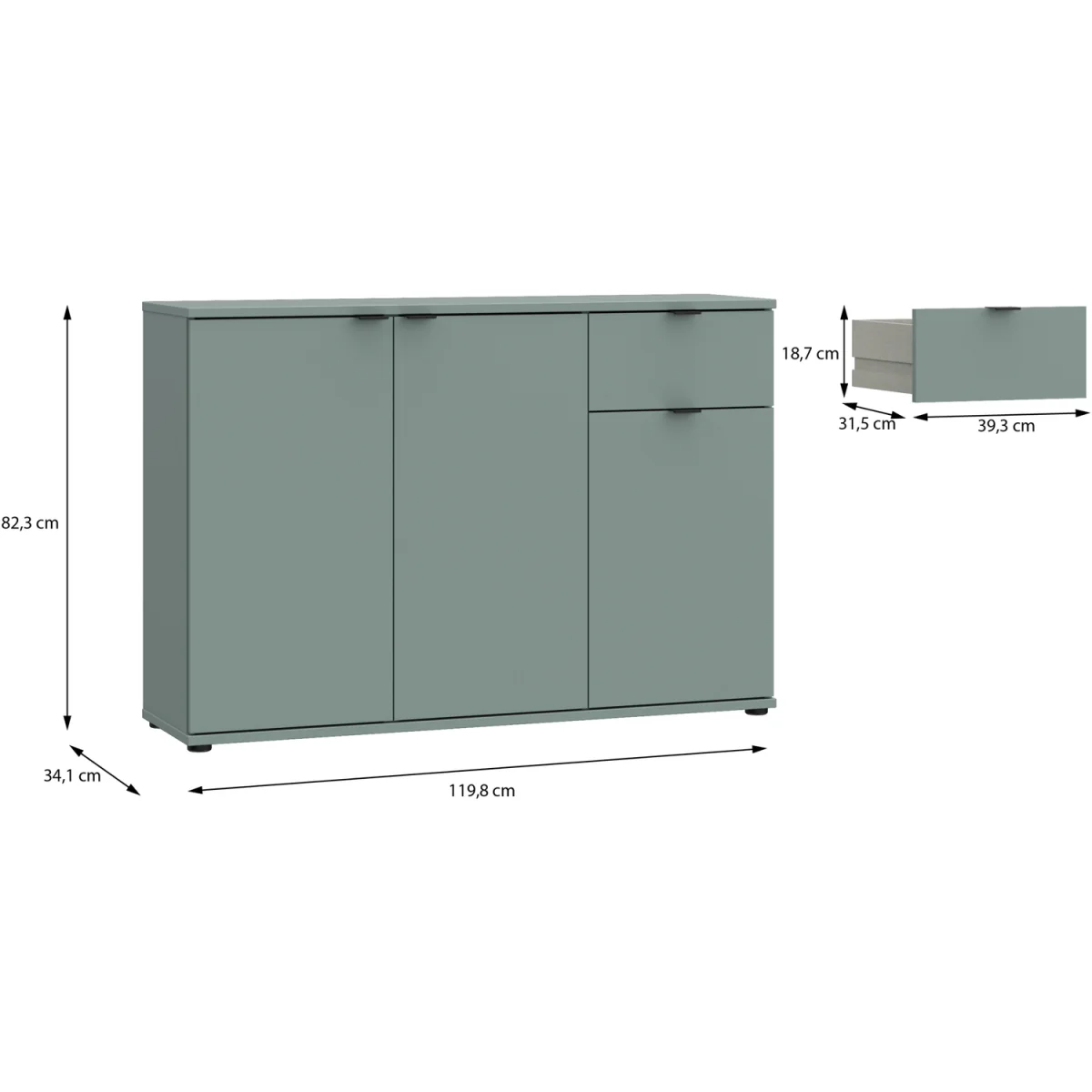 Ganymede Wide 3 Door Cupboard with Drawer - Terracotta – image 11