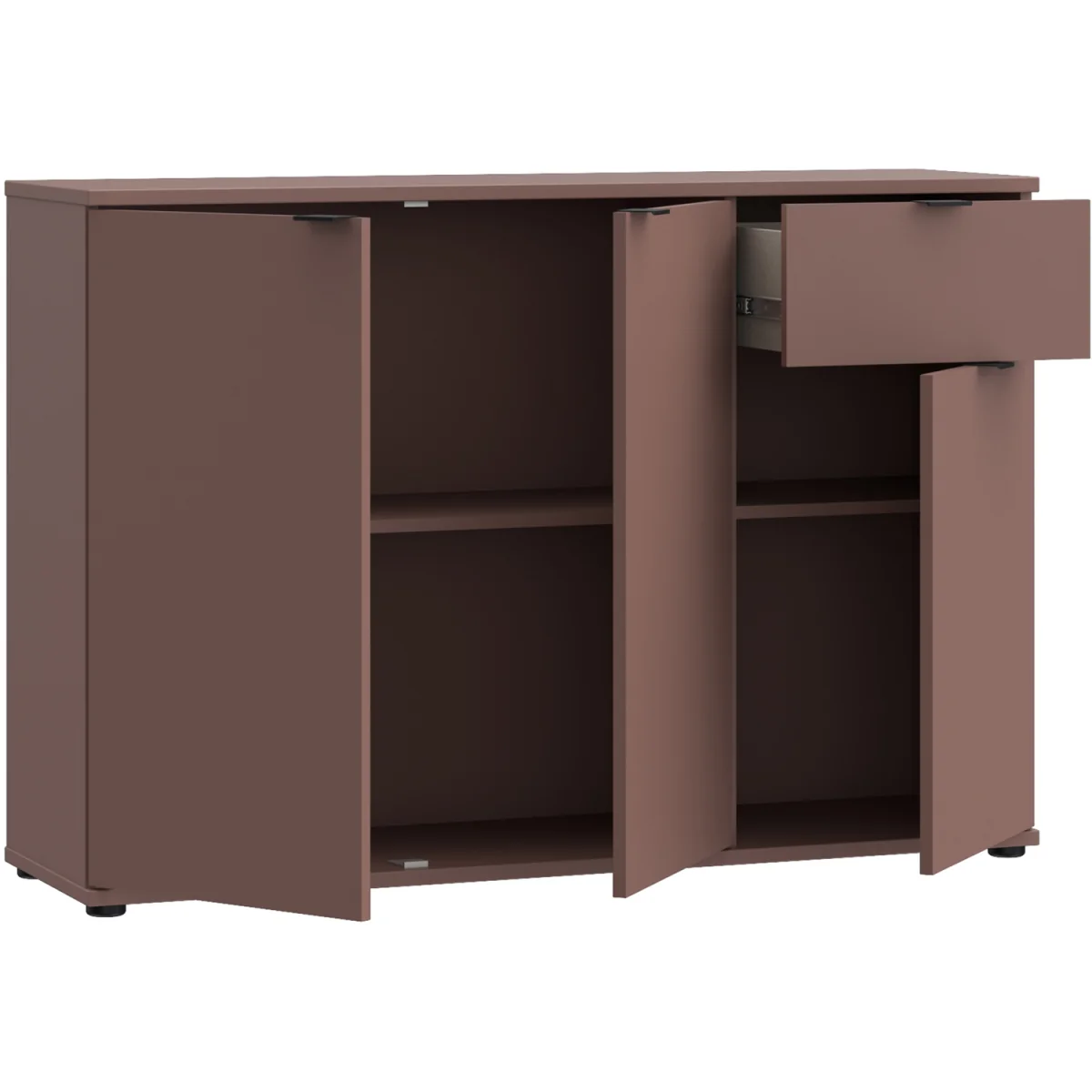 Ganymede Wide 3 Door Cupboard with Drawer - Terracotta – image 14