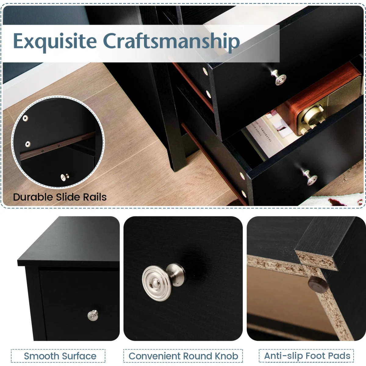 Modern Floor Cabinet with Drawers - Black – image 5