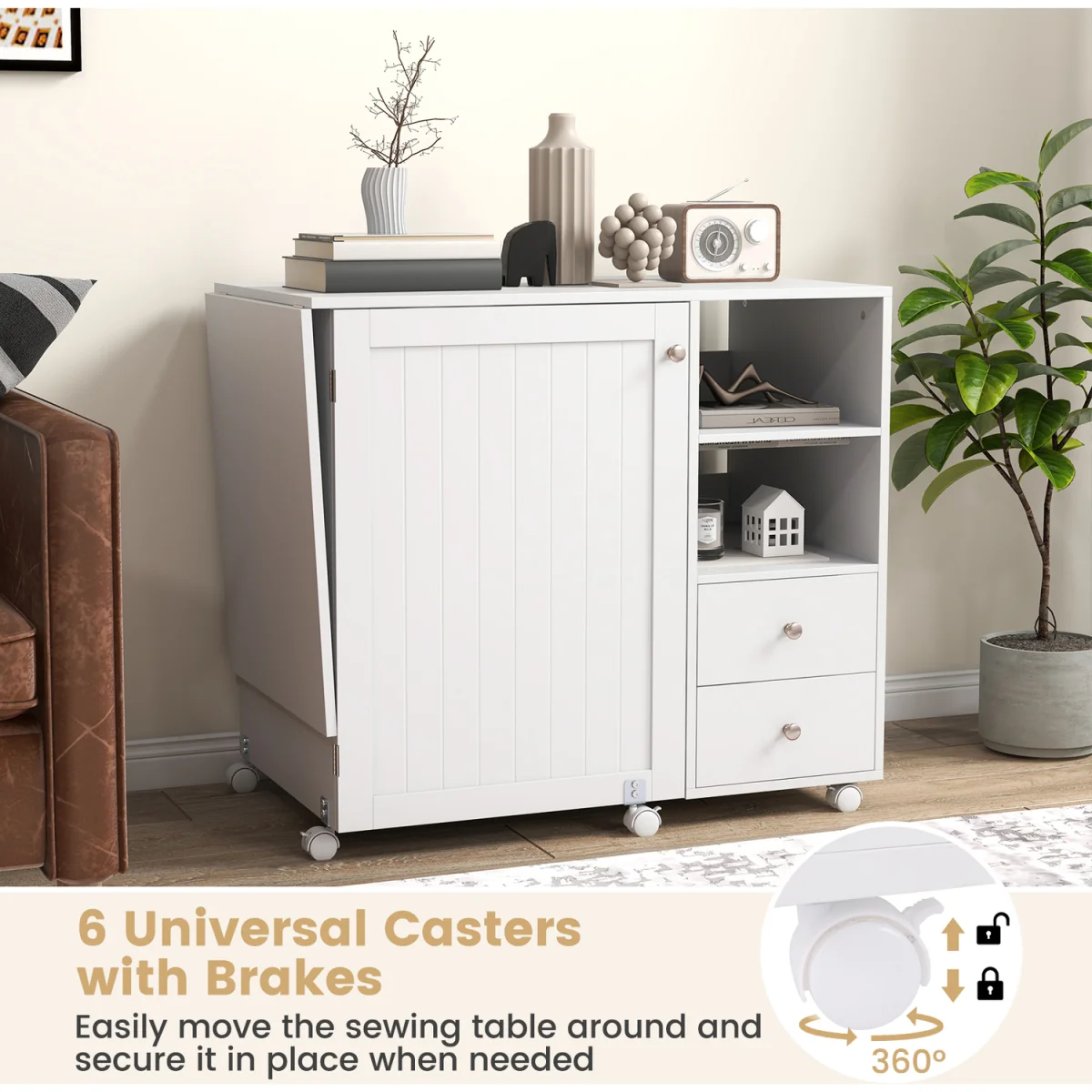 Rolling Sewing Cabinet Craft Table – image 2