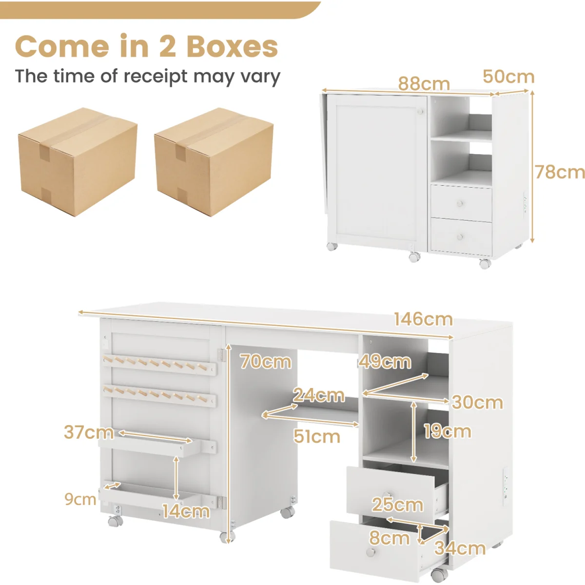 Rolling Sewing Cabinet Craft Table – image 3