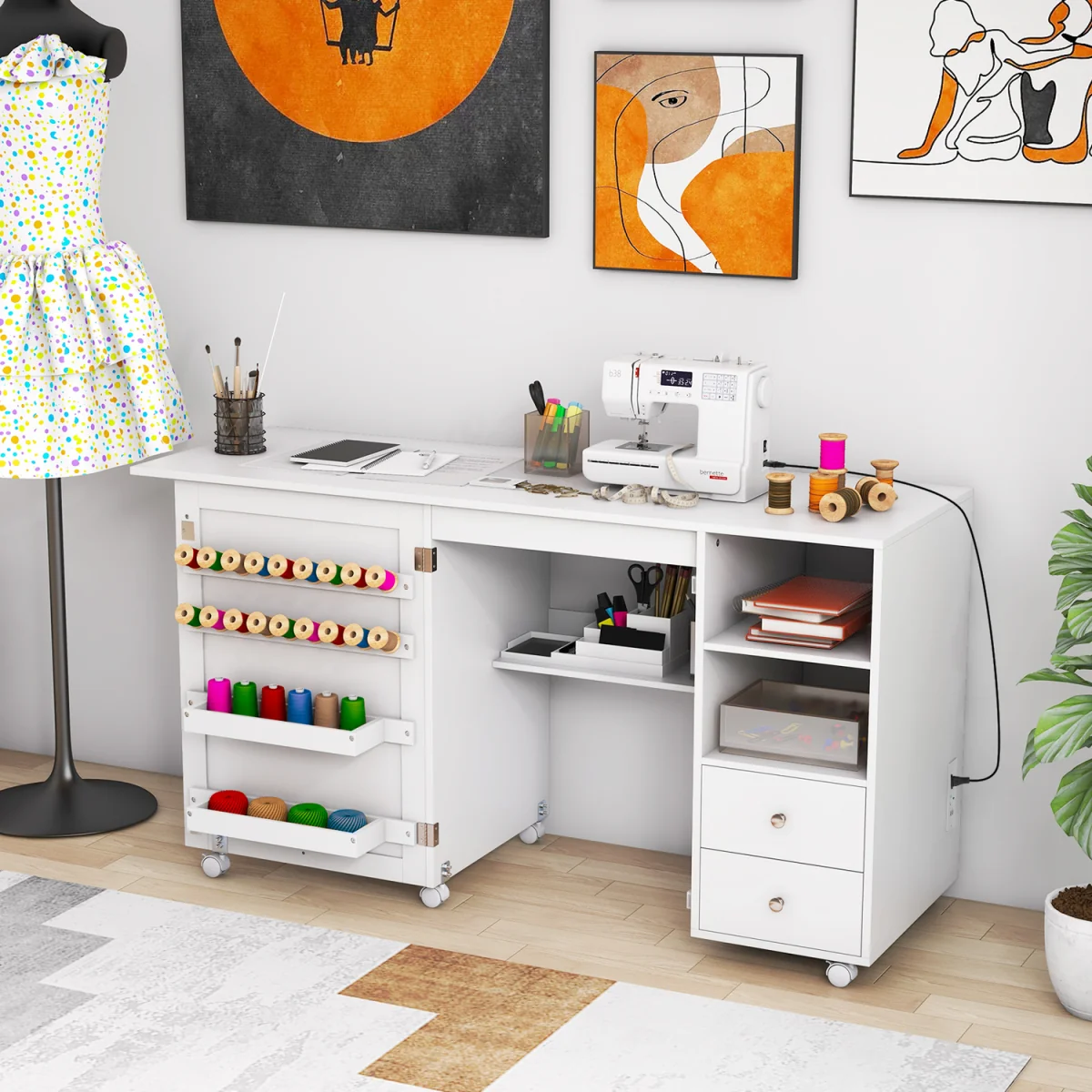 Rolling Sewing Cabinet Craft Table – image 4