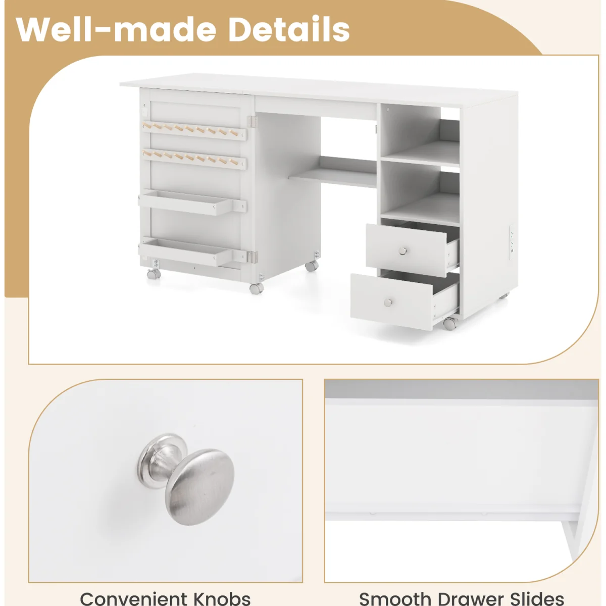 Rolling Sewing Cabinet Craft Table – image 5