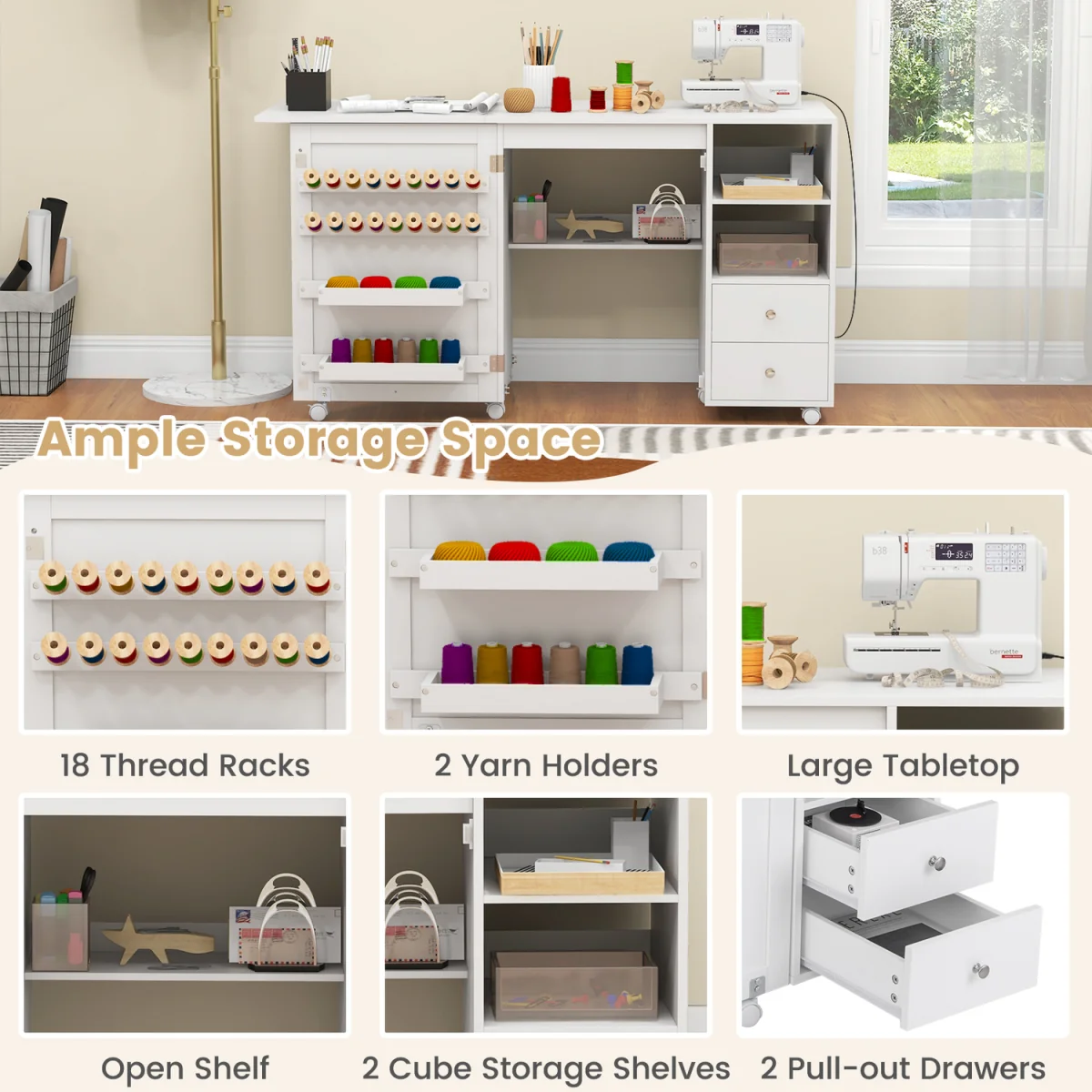 Rolling Sewing Cabinet Craft Table – image 6