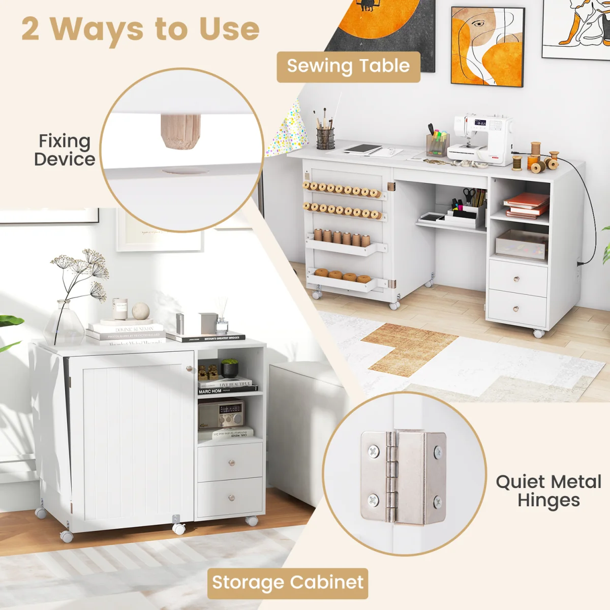 Rolling Sewing Cabinet Craft Table – image 7